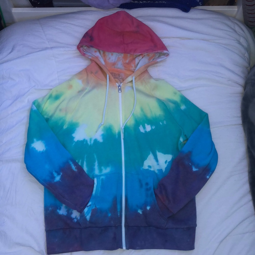 Tie die oversized zip up hoodie